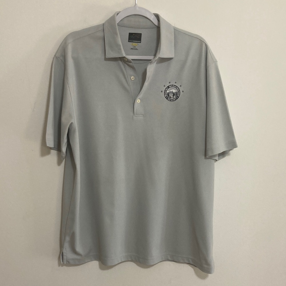 Men’s Greg Norman Light Gray Golf Polo Size L